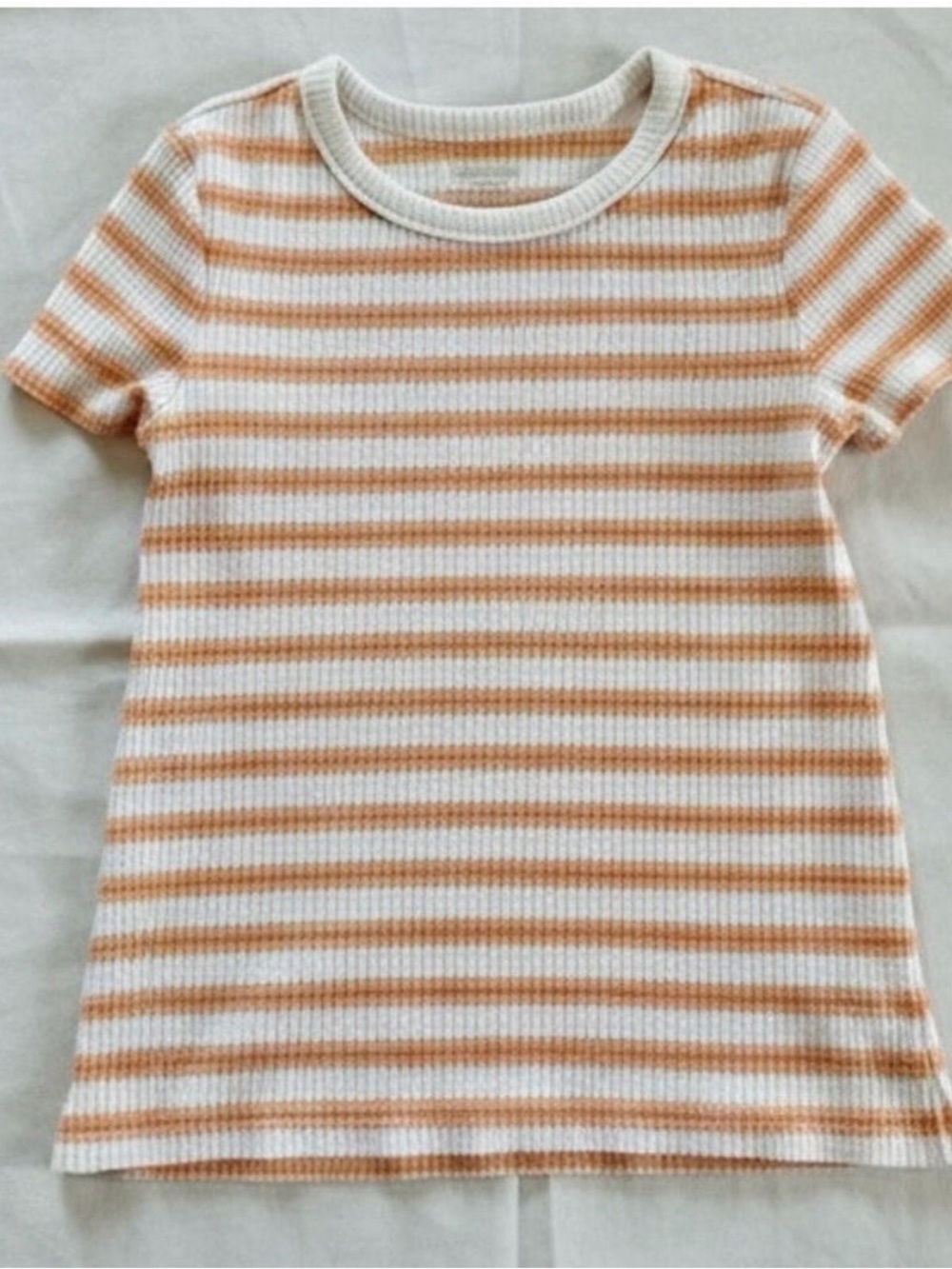 Old Navy Slim Orange Striped Ribbed T-Shirt Womens Small